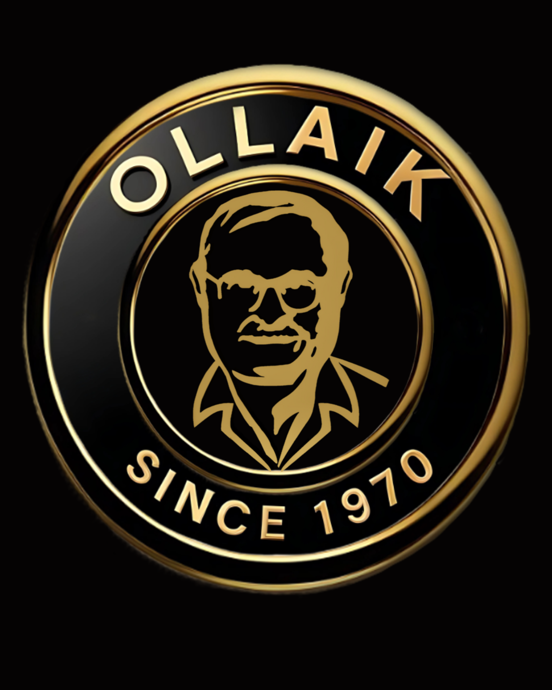 Logo of Ollaik with a portrait and 'Since 1970' text on a black background